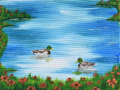 Ducks and Lilies - Paper Art Print